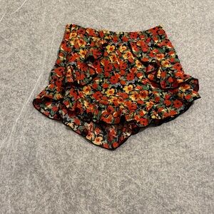 SHEIN Floral Ruffle Skorts in Red and Green